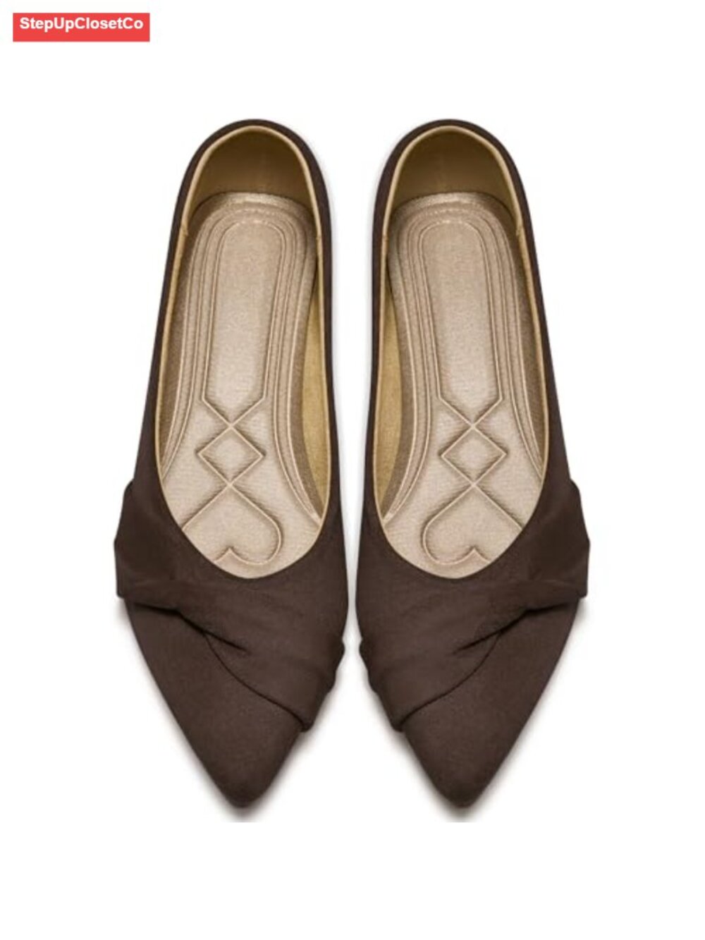 Faux Suede Pointed Toe Ballet Flats - Comfortable Slip On Dress Shoes